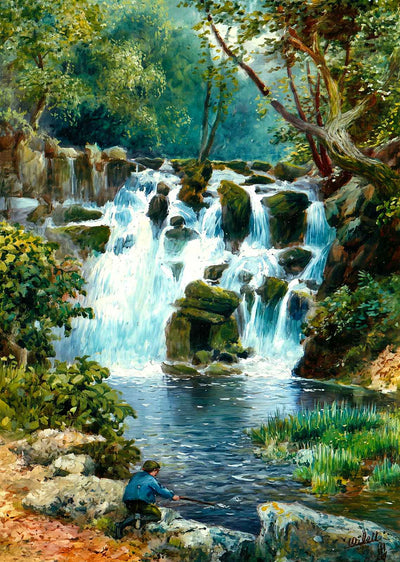 The Waterfall Virginia Water in 1908 Art Print (7 Sizes) - High Quality