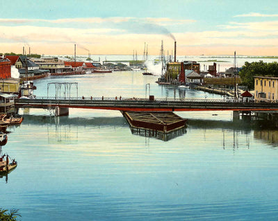 Waterfront in Tampa in 1905 vintage print
