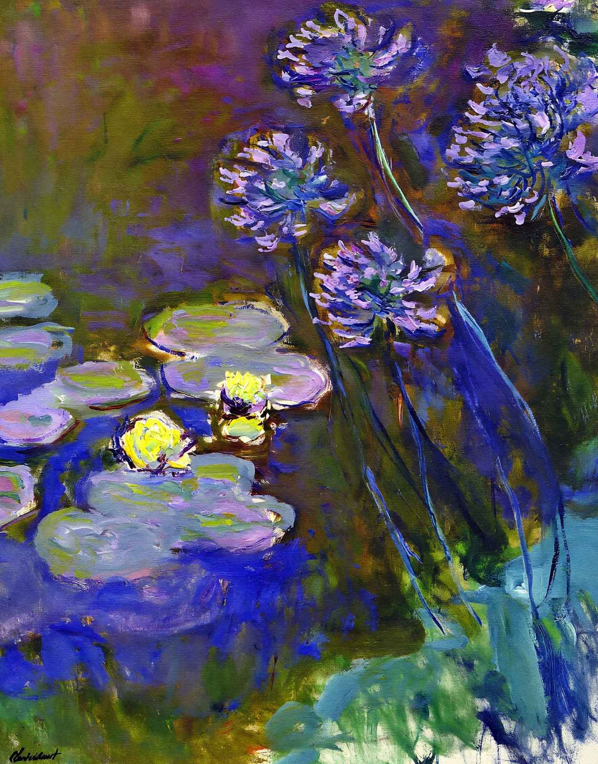 Water Lilies and Agapanthus 1914 Painting by Claude Monet Art Print (6 Sizes)
