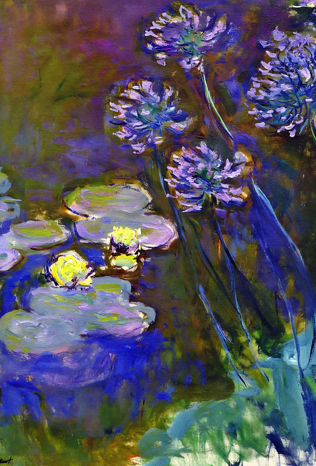 Water Lilies and Agapanthus 1914 Painting by Claude Monet Art Print (6 Sizes)