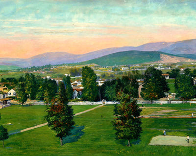 Fishburne Campus with Mountains in 1908 painting
