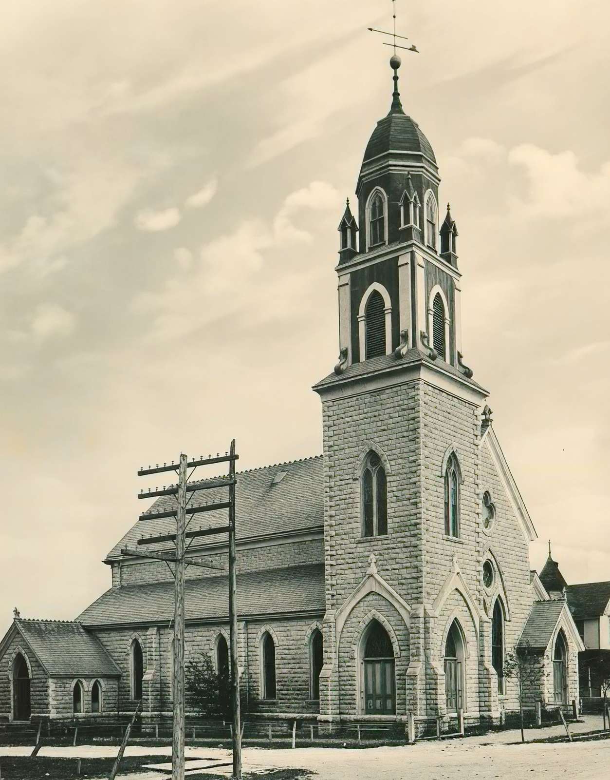 Weatherford Texas Methodist Church in 1910 Vintage Print (7 Sizes) - Retouched