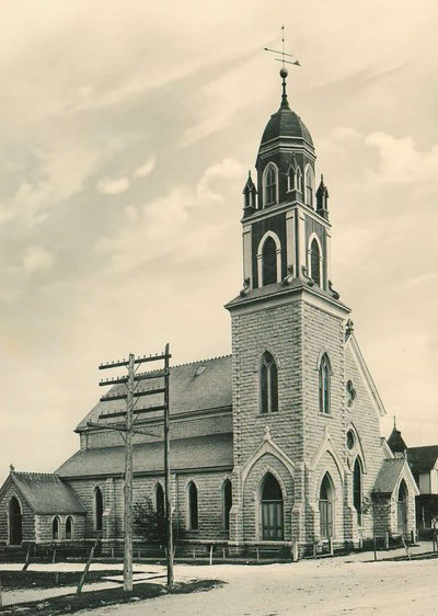 Weatherford Texas Methodist Church in 1910 Vintage Print (7 Sizes) - Retouched