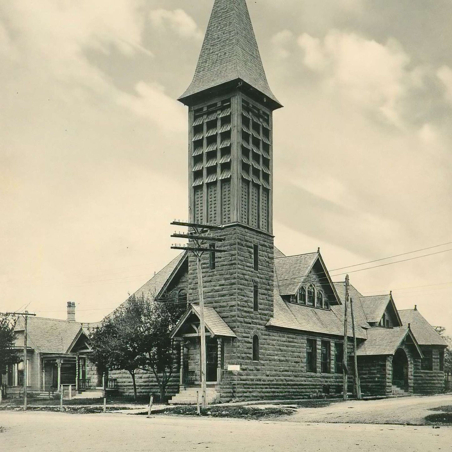 Weatherford Texas First Presbyterian Church in 1910 Vintage Print (7 Sizes)
