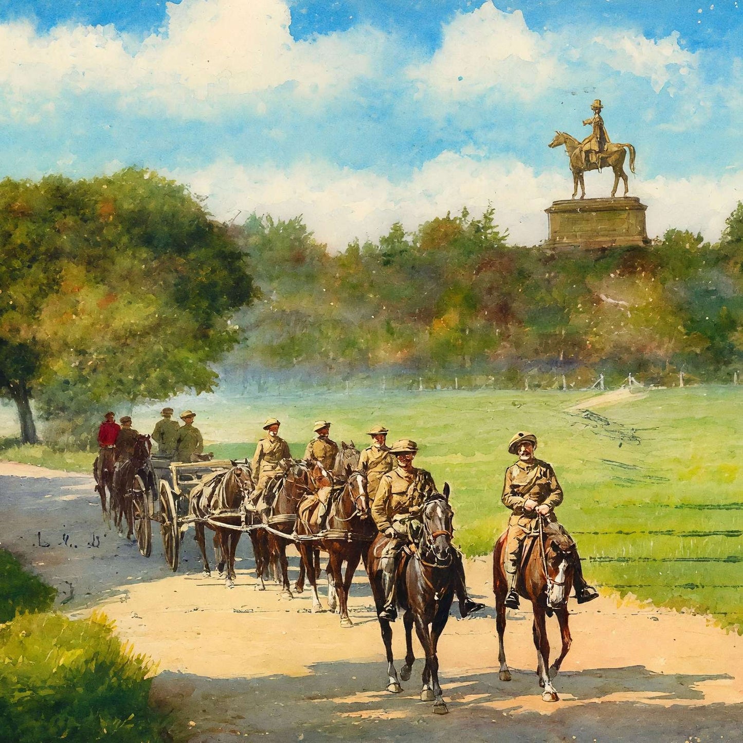 Wellington's Statue Aldershot in 1904 Art Print (7 Sizes) - Acid Free
