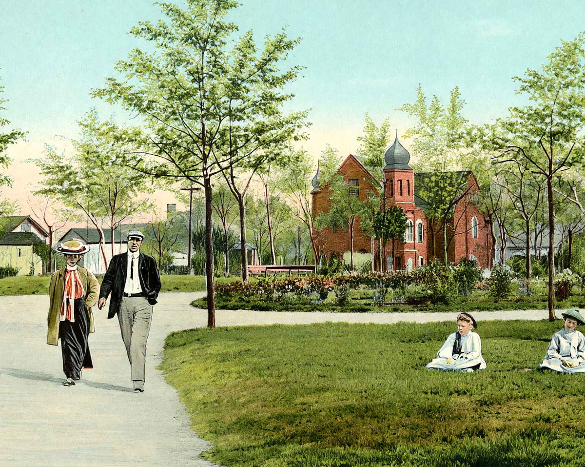 West End Park in Birmingham in 1906 vintage print