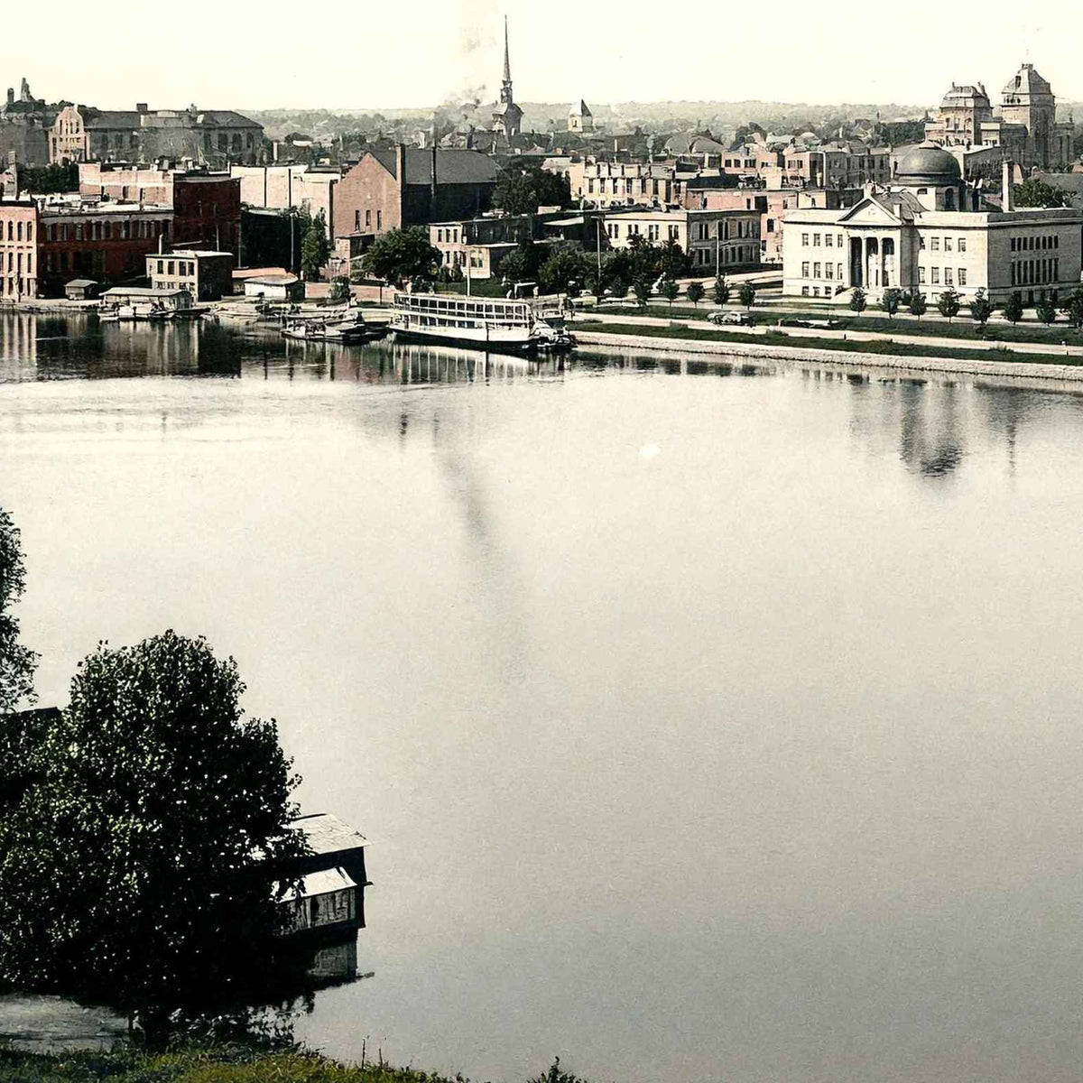 West River Front Rockford Illinois in 1904 Vintage Print (7 Sizes)