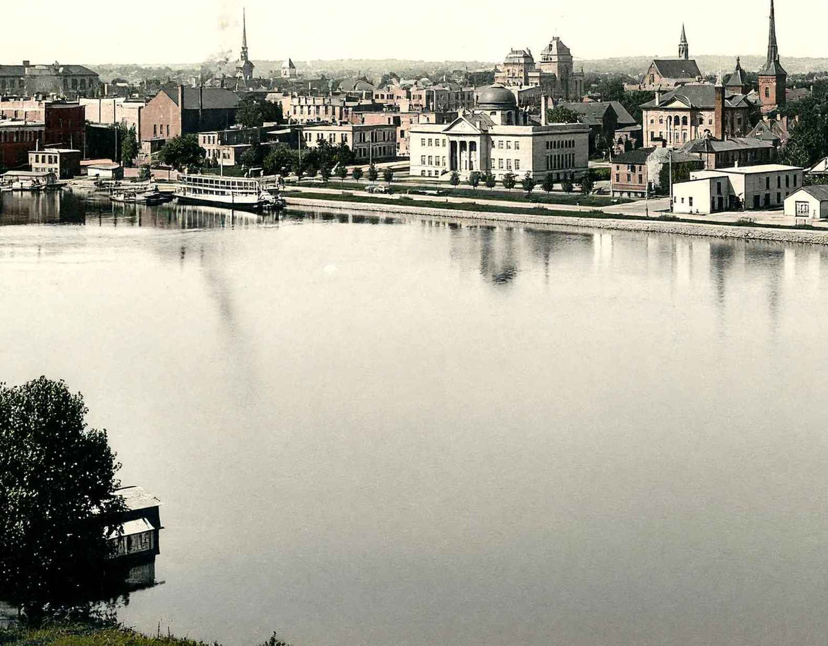 West River Front Rockford Illinois in 1904 Vintage Print (7 Sizes)