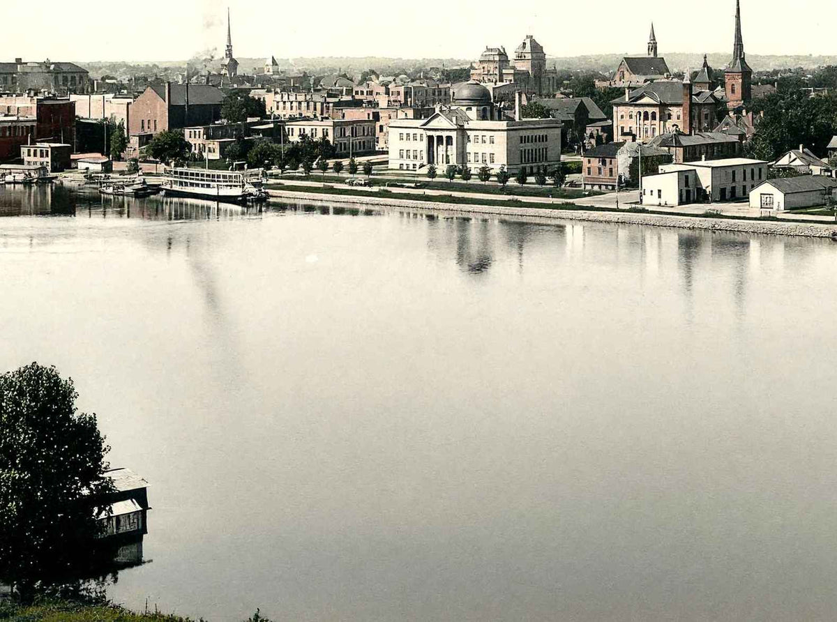 West River Front Rockford Illinois in 1904 Vintage Print (7 Sizes)