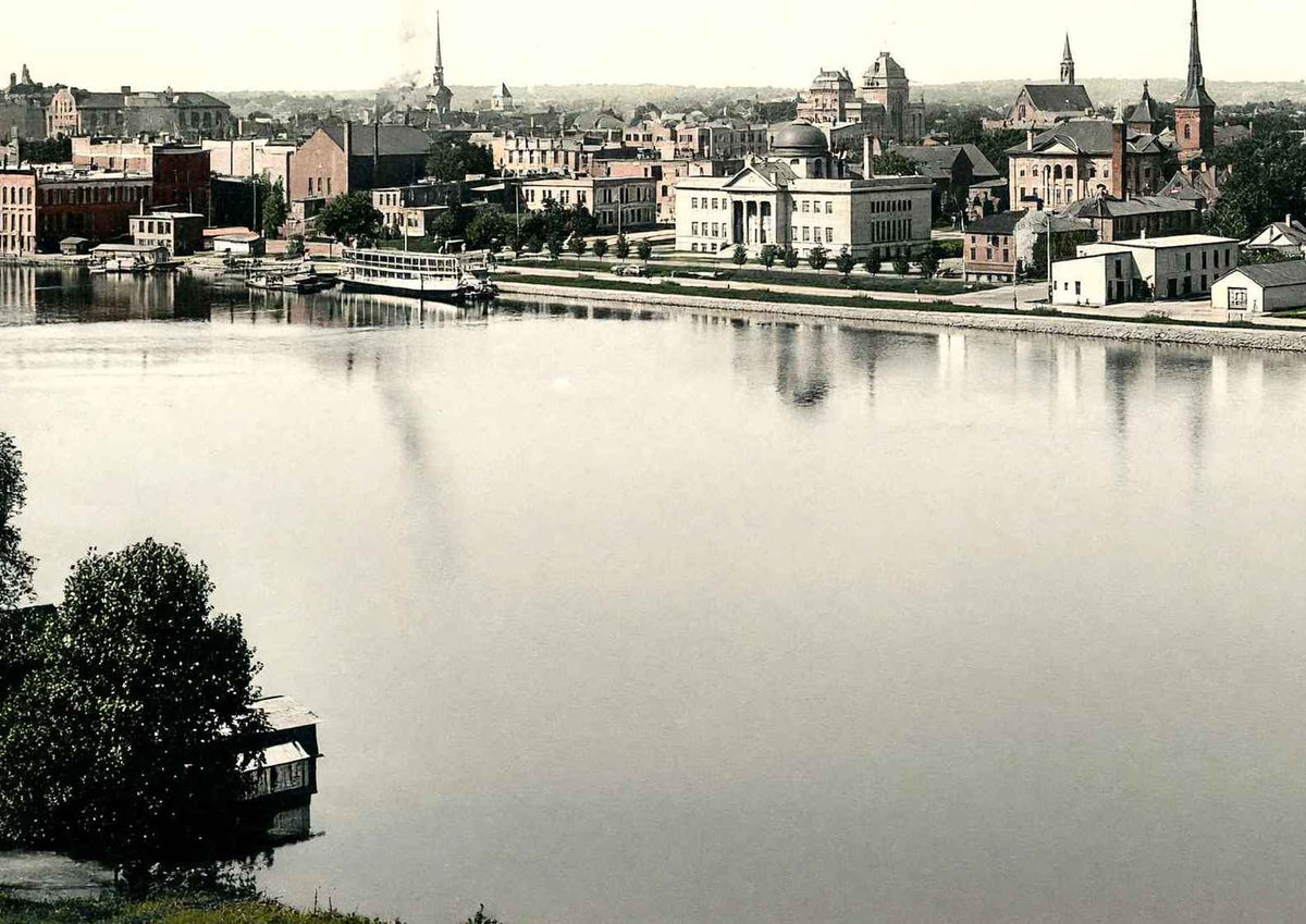 West River Front Rockford Illinois in 1904 Vintage Print (7 Sizes)