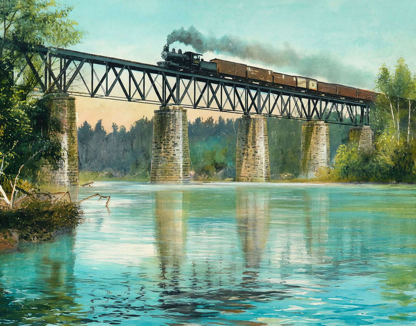 Chattahoochee River Bridge Atlanta in 1906 Art Print (7 Sizes) - Acid Free