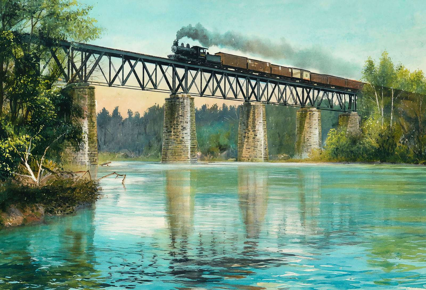 Chattahoochee River Bridge Atlanta in 1906 Art Print (7 Sizes) - Acid Free