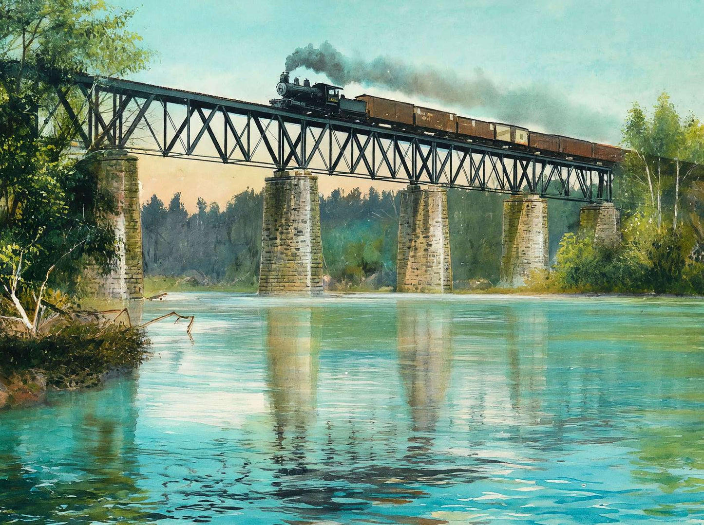 Chattahoochee River Bridge Atlanta in 1906 Art Print (7 Sizes) - Acid Free