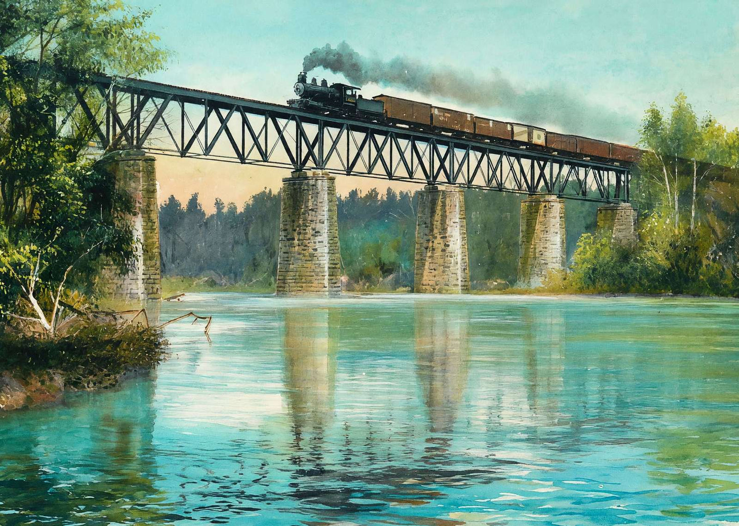 Chattahoochee River Bridge Atlanta in 1906 Art Print (7 Sizes) - Acid Free