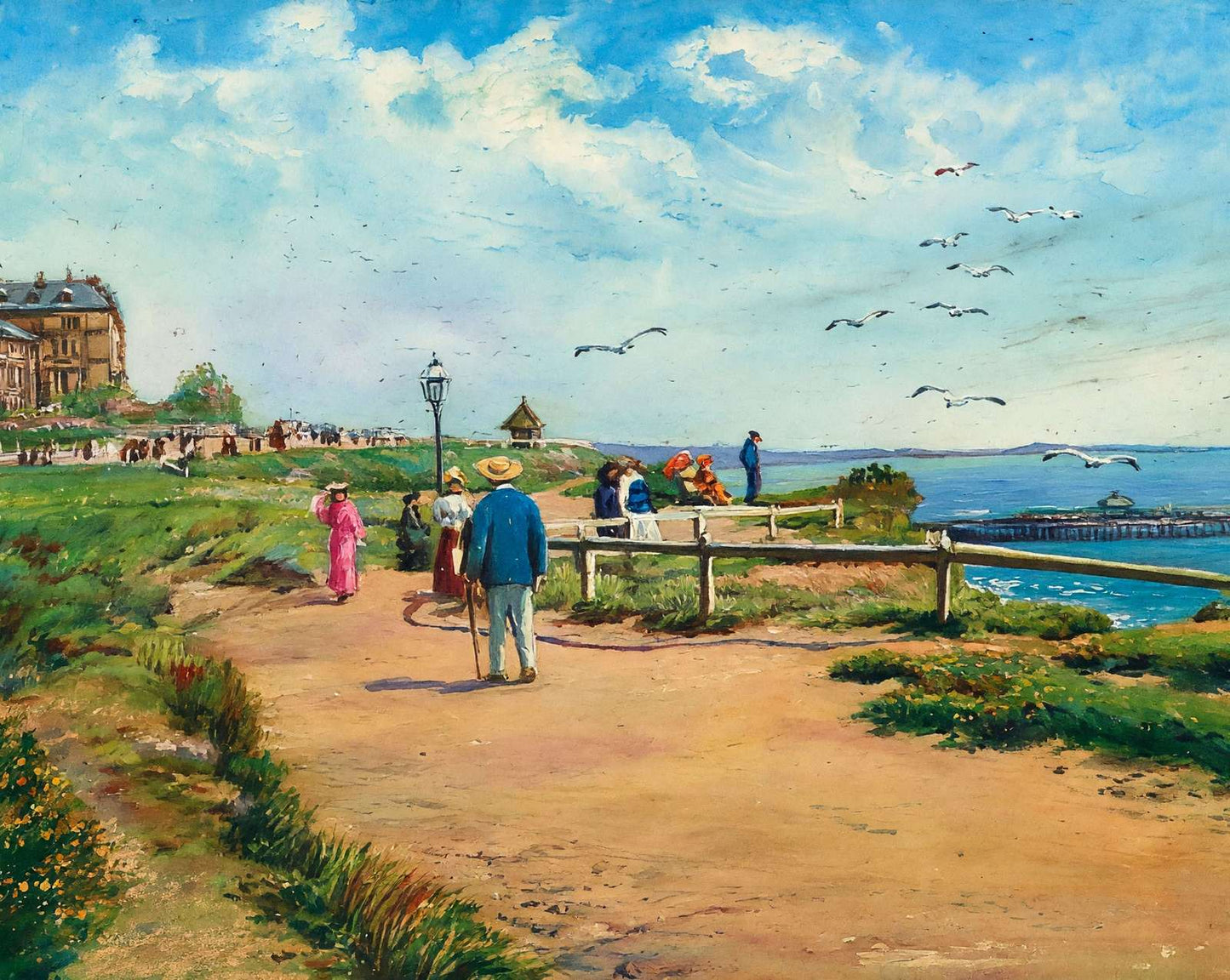 West Cliff Promenade and Pier in 1904 painting