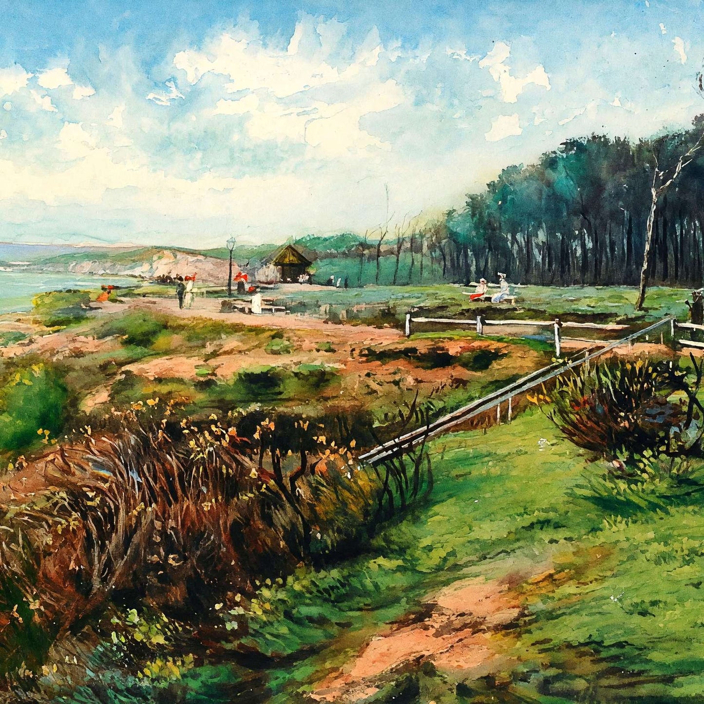 West Cliff Promenade Bournemouth in 1904 Art Print (7 Sizes) - Premium Print