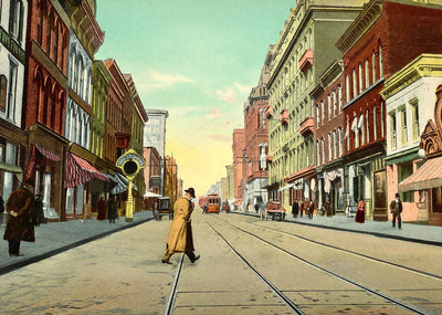 Market Street Looking North Wheeling in 1908 Vintage Print (7 Sizes) - Enhanced