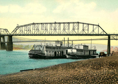 Wheeling Wharf WV in 1908 Vintage Print (7 Sizes) - Reproduction