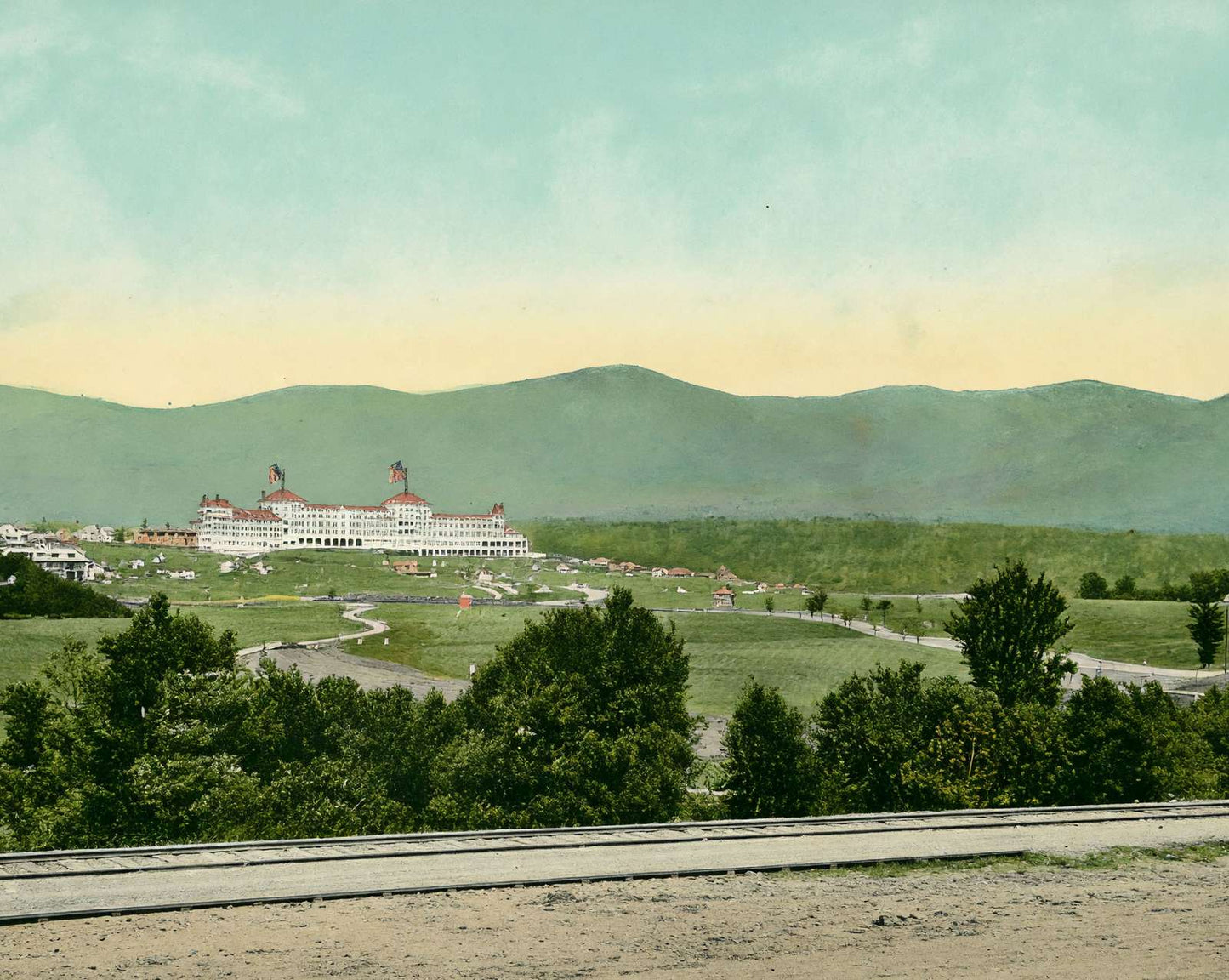 Presidential Range and Mount Washington Hotel vintage print