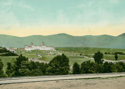 Presidential Range and Mount Washington Hotel White Vintage Print (7 Sizes)