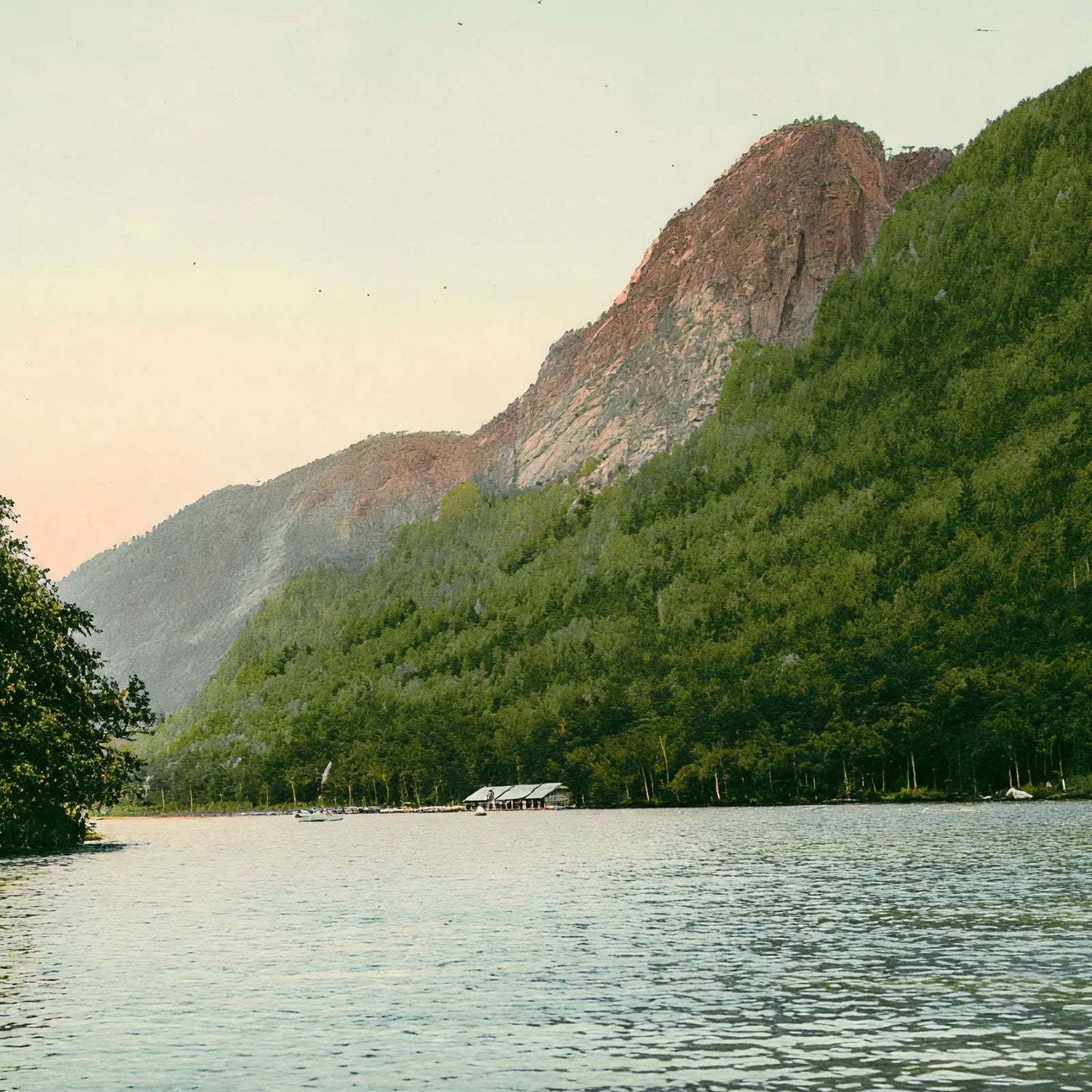 White Mountains Profile Lake and Old Man of the Mountain in 1907 Vintage Print