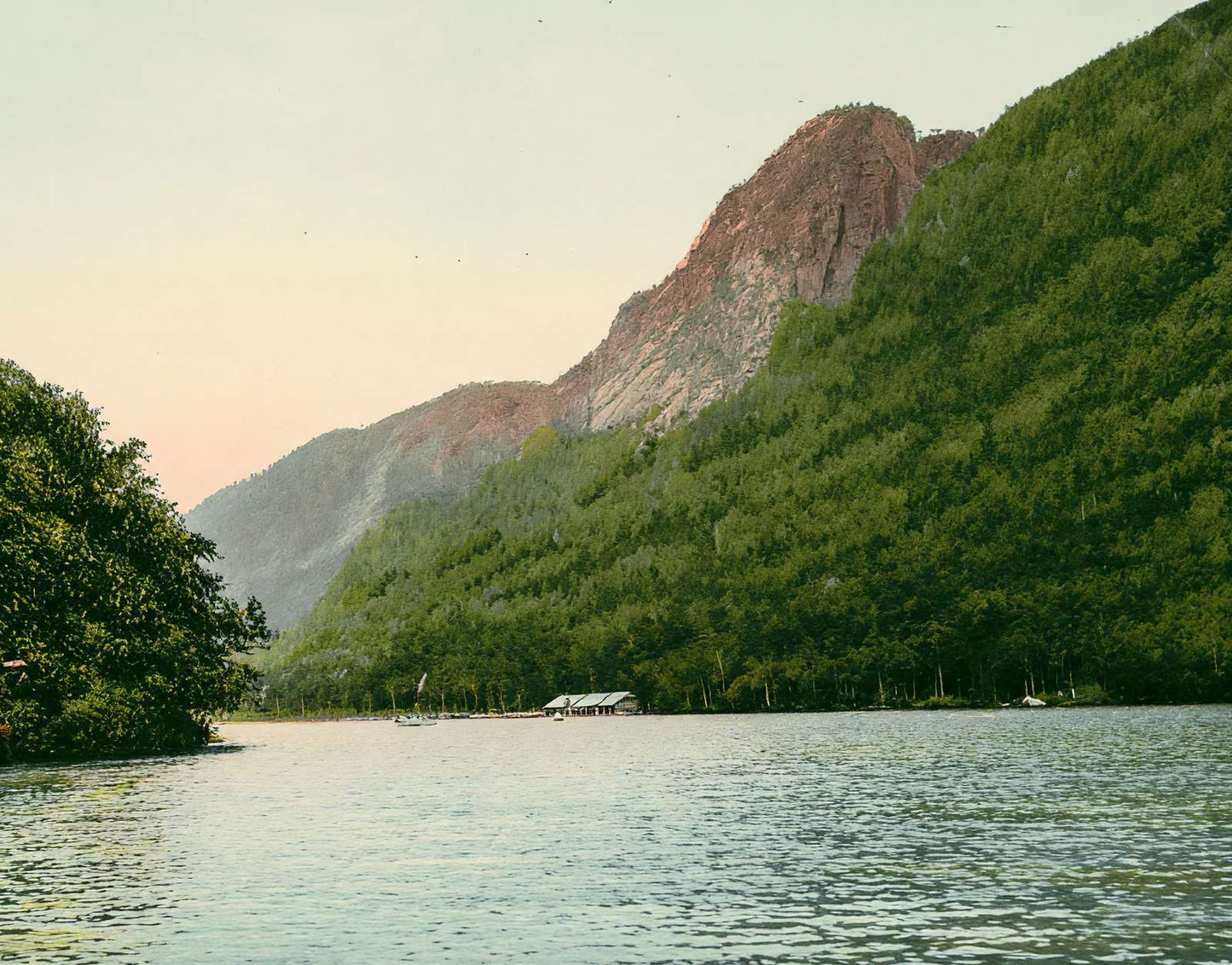 White Mountains Profile Lake and Old Man of the Mountain in 1907 Vintage Print