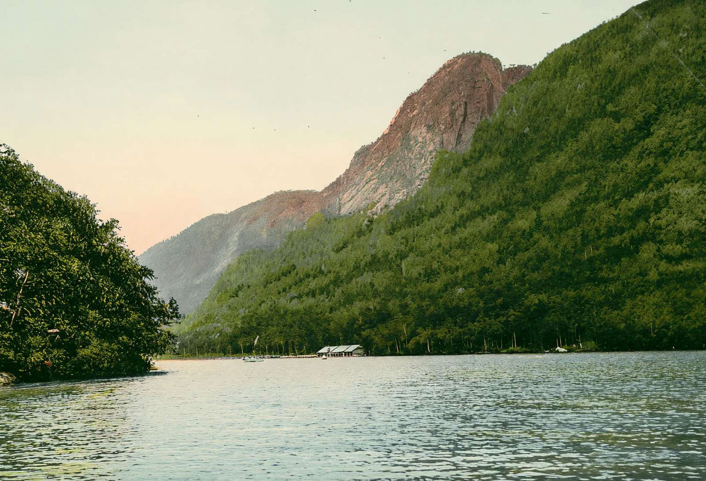 White Mountains Profile Lake and Old Man of the Mountain in 1907 Vintage Print