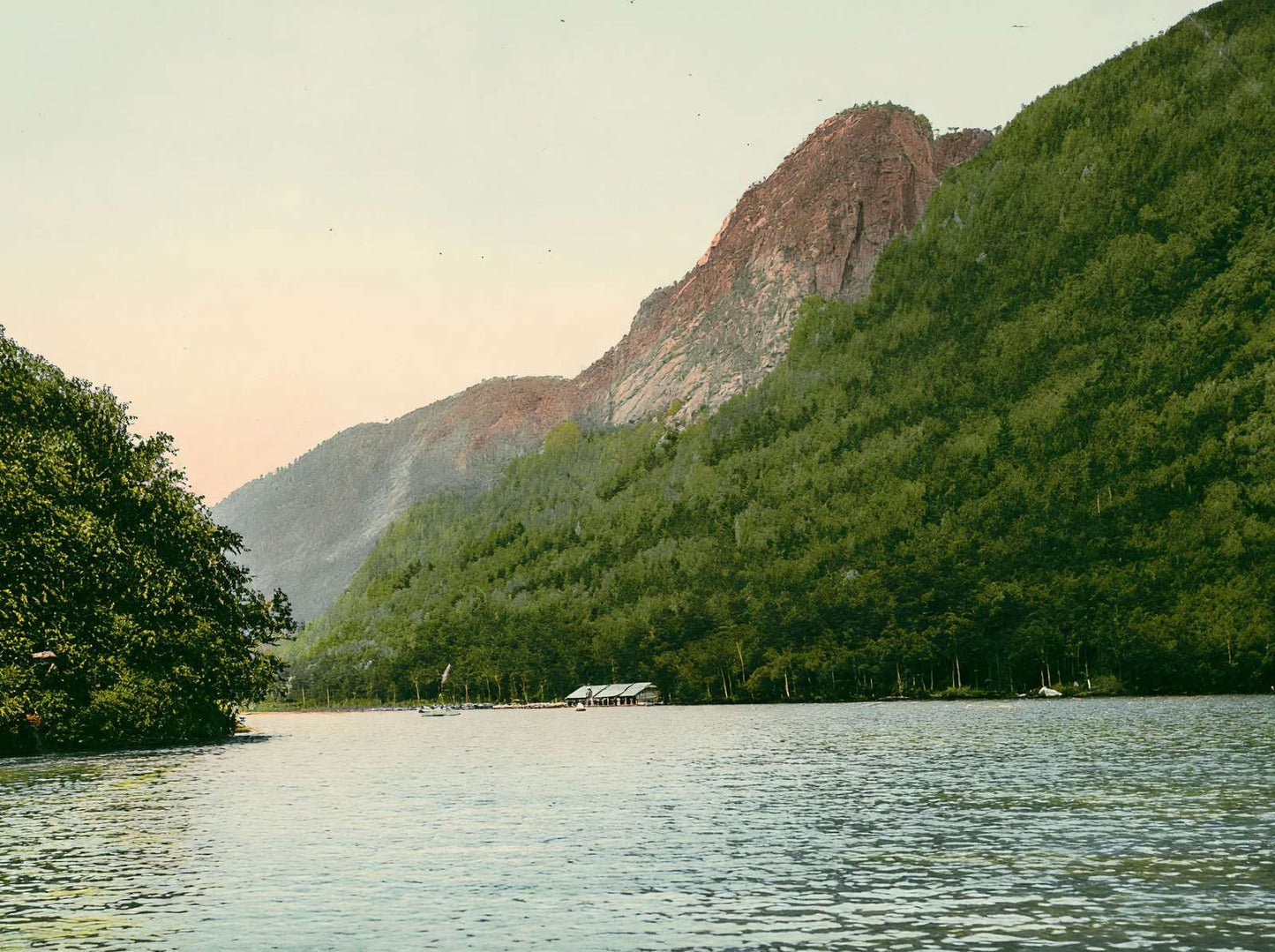 White Mountains Profile Lake and Old Man of the Mountain in 1907 Vintage Print