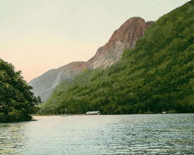 White Mountains Profile Lake and Old Man vintage print