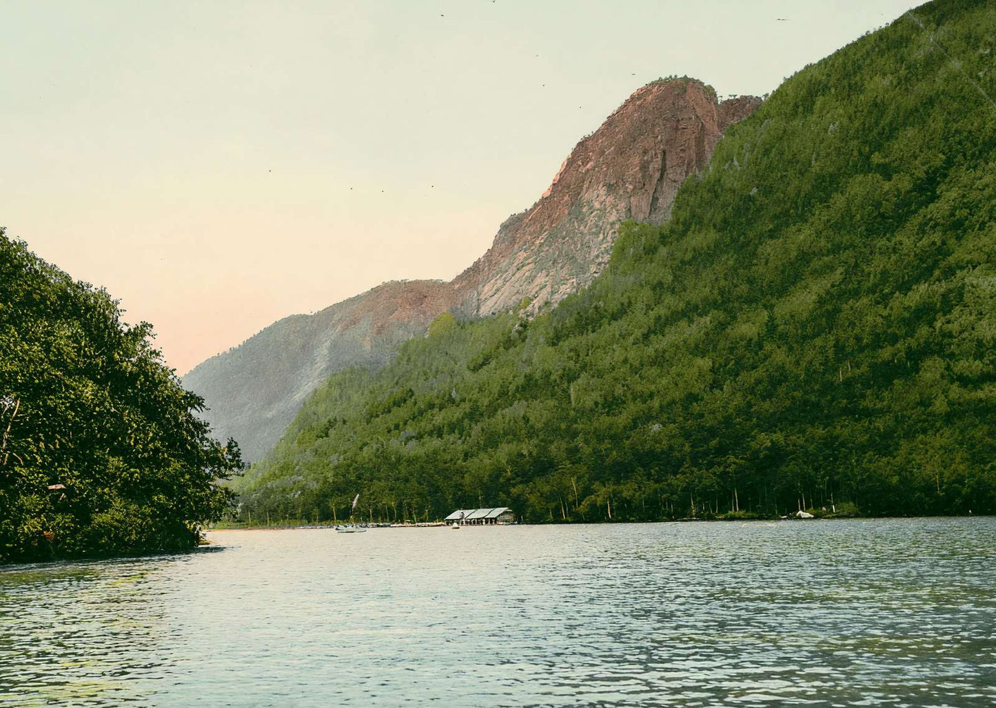 White Mountains Profile Lake and Old Man of the Mountain in 1907 Vintage Print