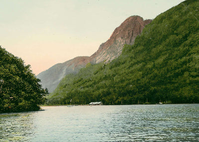 White Mountains Profile Lake and Old Man of the Mountain in 1907 Vintage Print