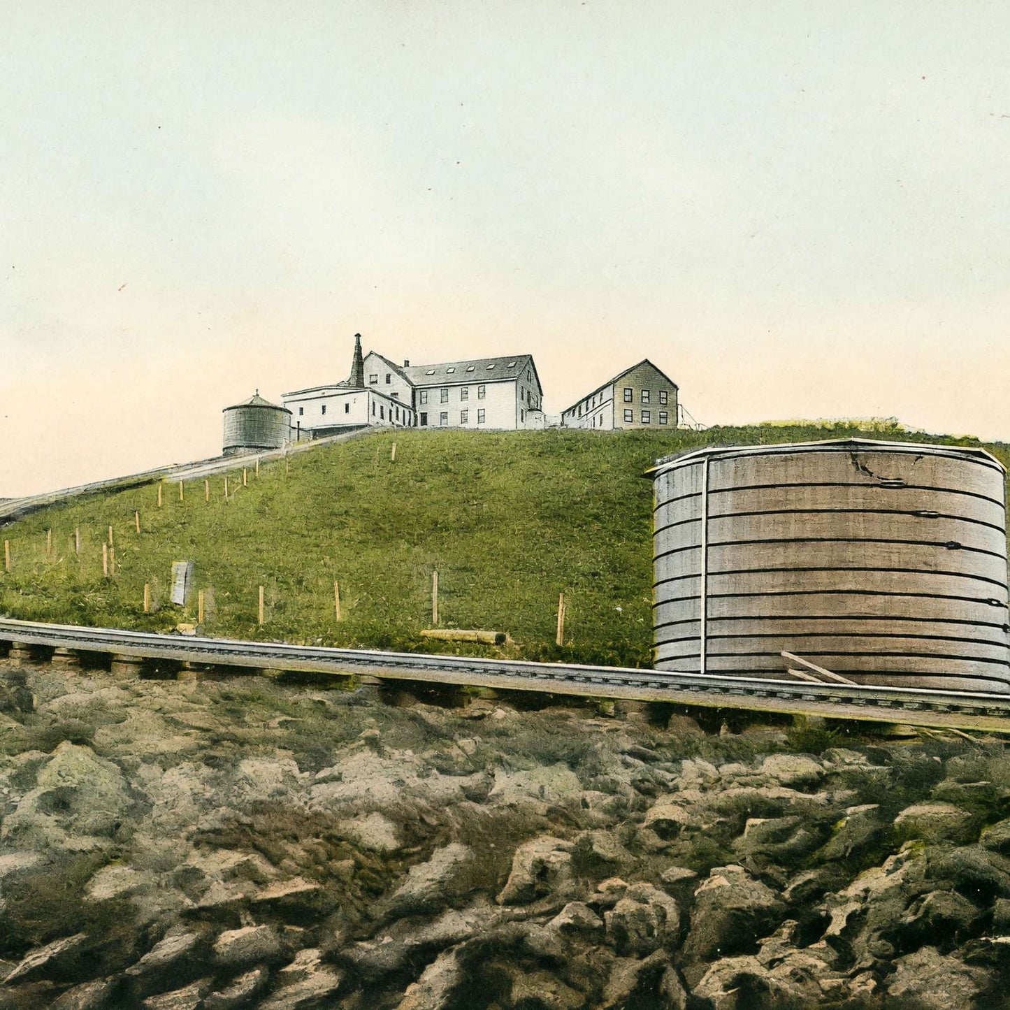 White Mountains Tip Top House and Lizzie Bourne Monument in 1907 Vintage Print