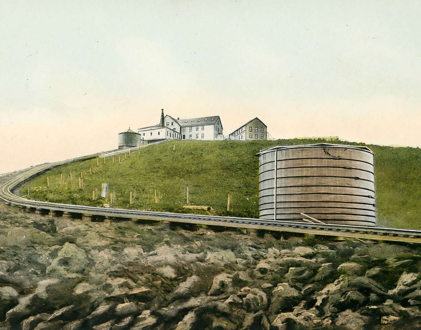 White Mountains Tip Top House and Lizzie Bourne Monument in 1907 Vintage Print