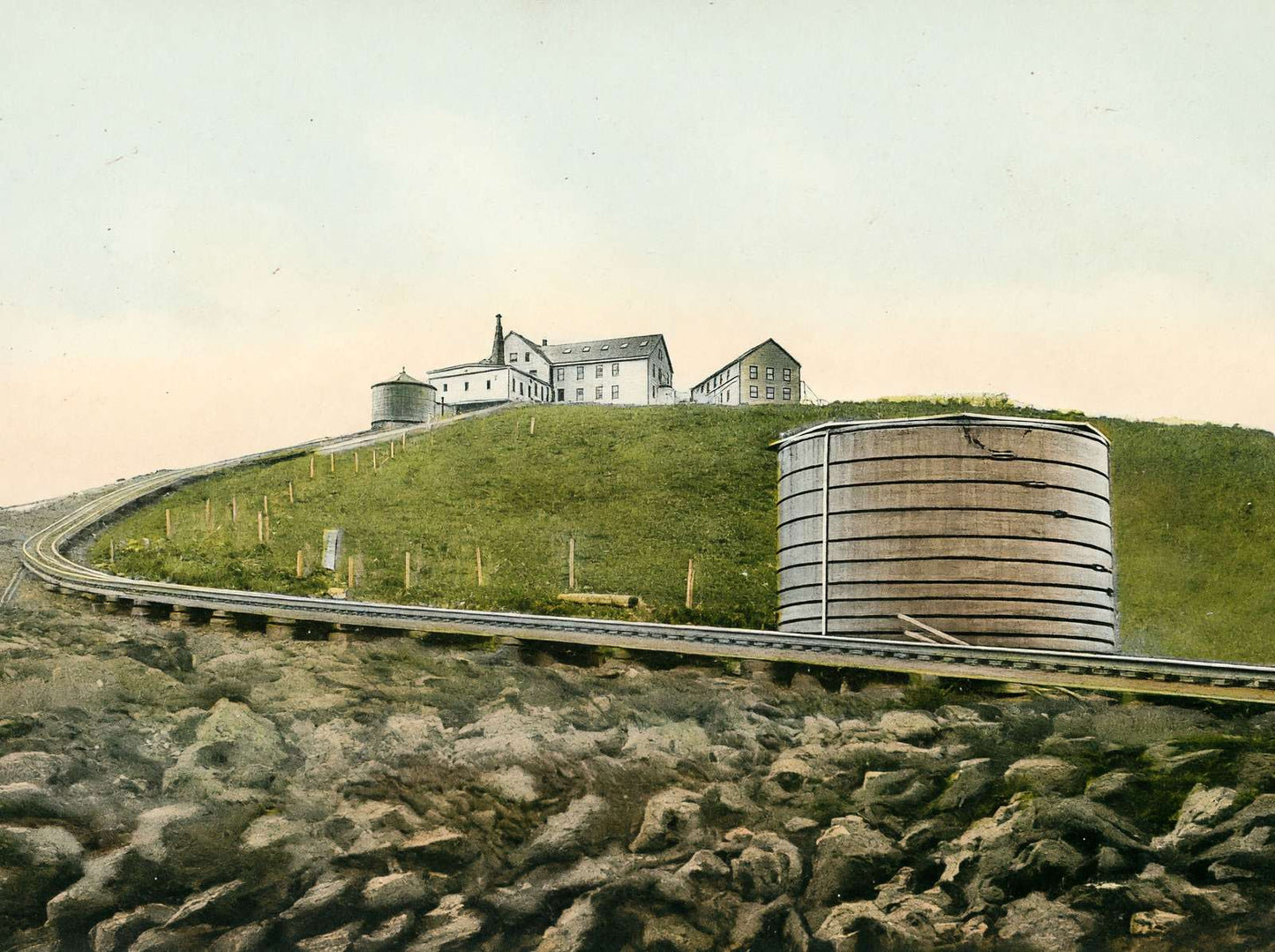 White Mountains Tip Top House and Lizzie Bourne Monument in 1907 Vintage Print