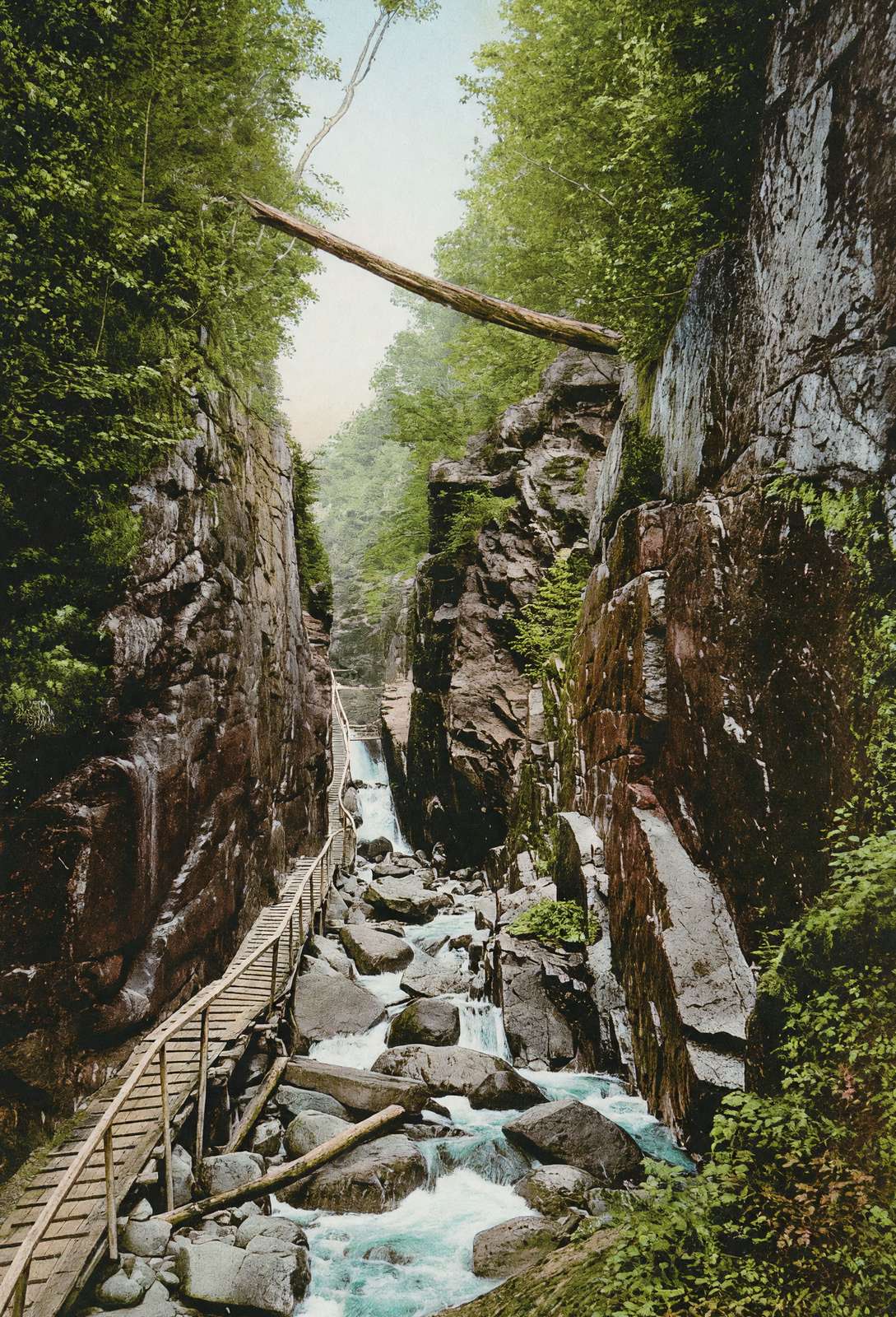 White Mountains Flume Franconia Notch in 1907 Vintage Print (7 Sizes)