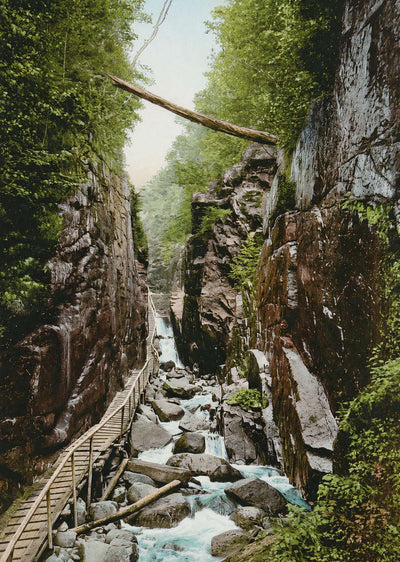White Mountains Flume Franconia Notch in 1907 Vintage Print (7 Sizes)