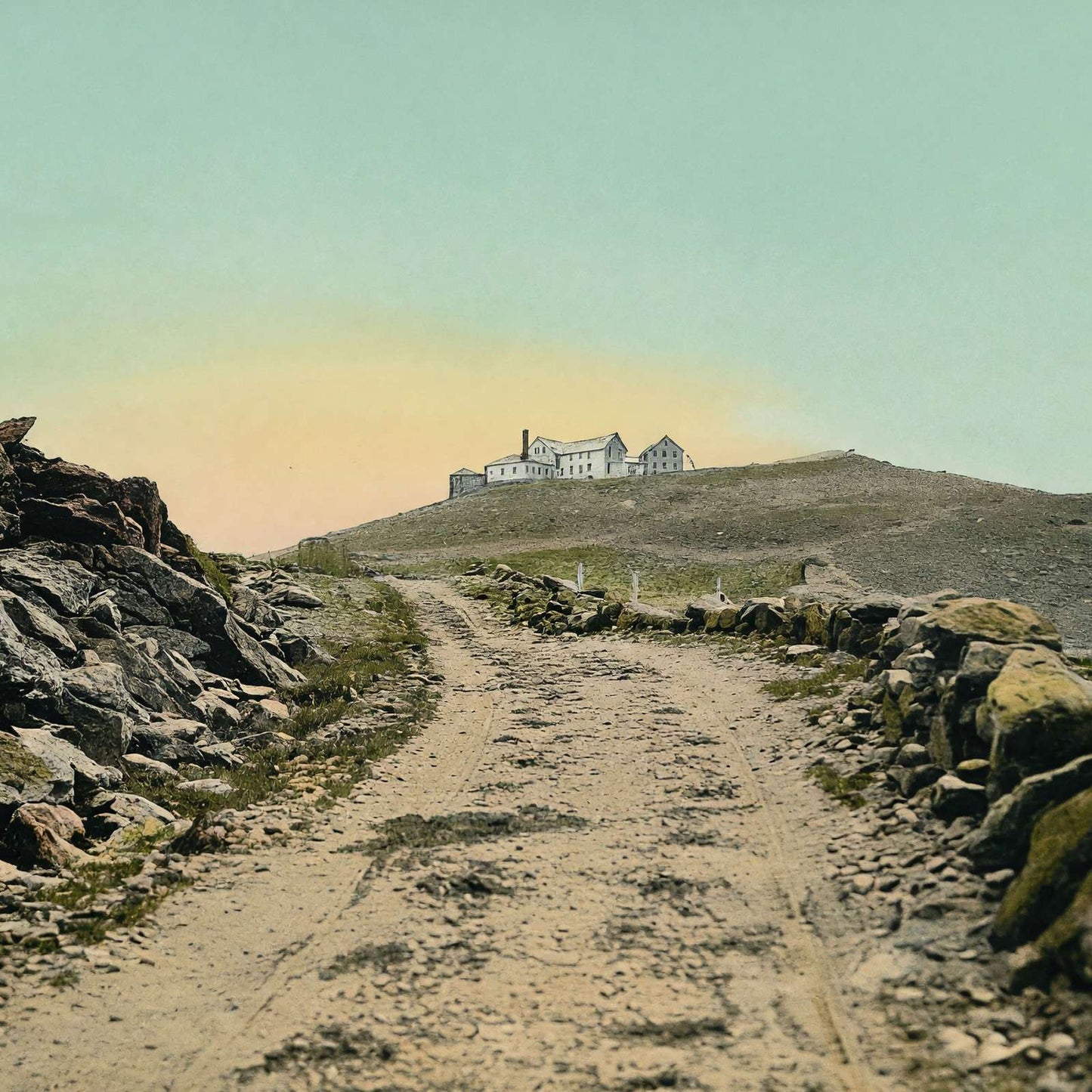 White Mountains Summit House from Carriage Road in 1907 Vintage Print (7 Sizes)