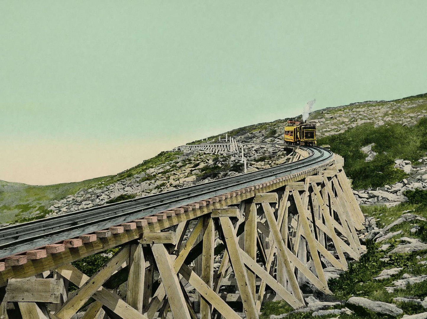 White Mountains Jacob's Ladder Mount Washington Railway in 1907 Vintage Print