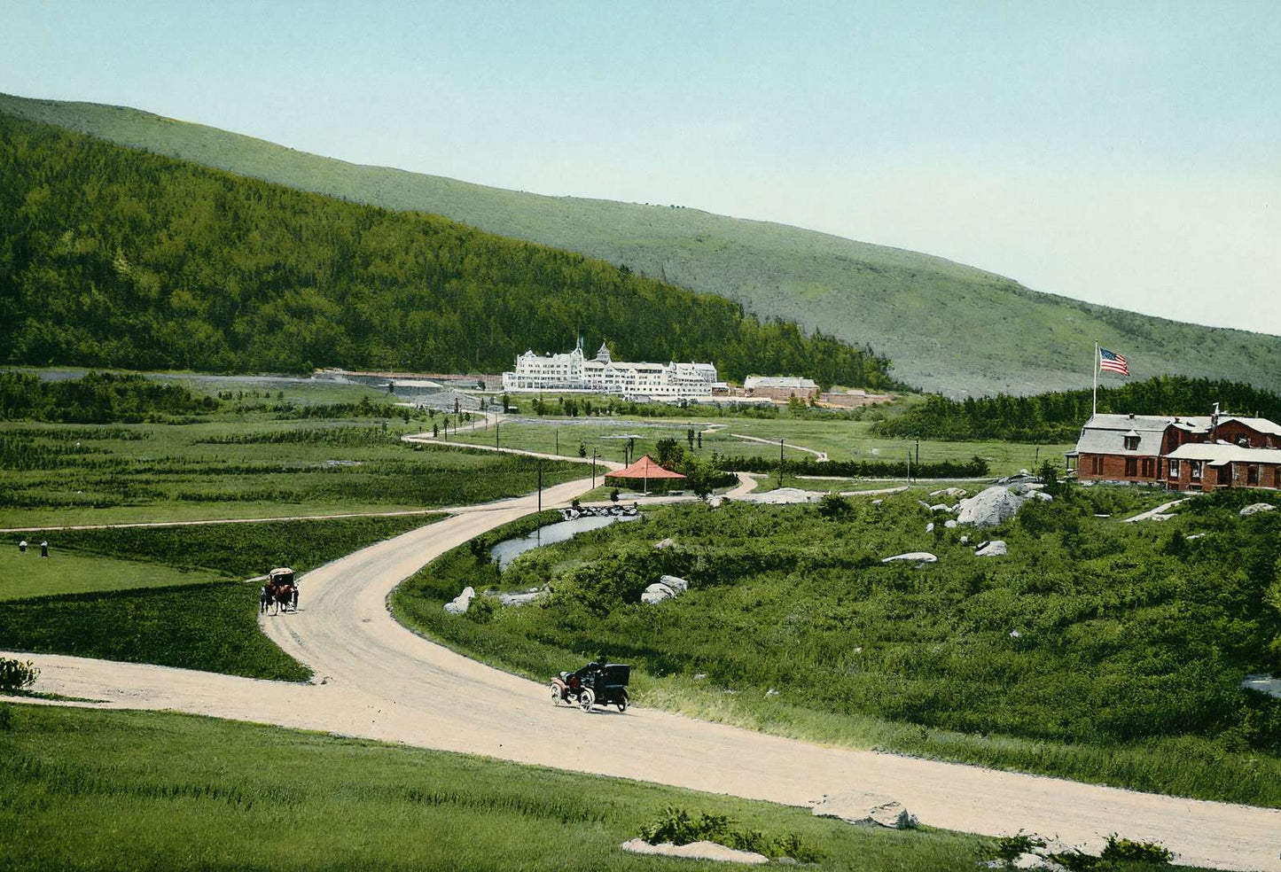 Mount Pleasant House from Mount Washington Hotel White Vintage Print (7 Sizes)
