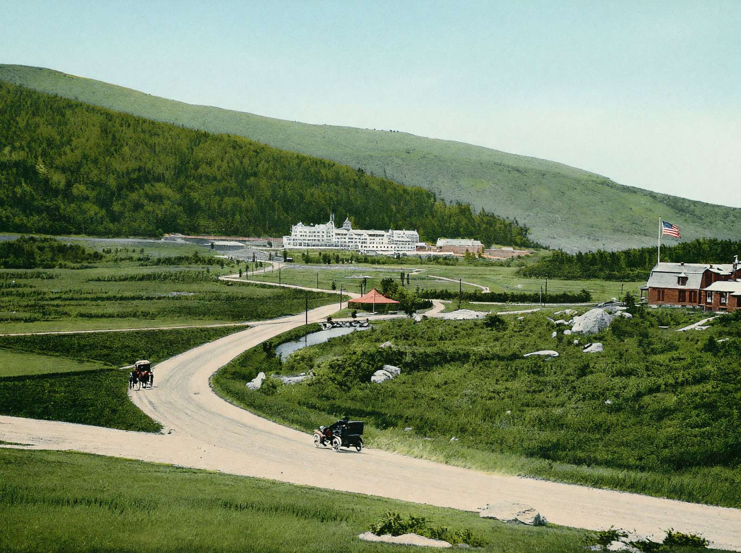 Mount Pleasant House from Mount Washington Hotel White Vintage Print (7 Sizes)