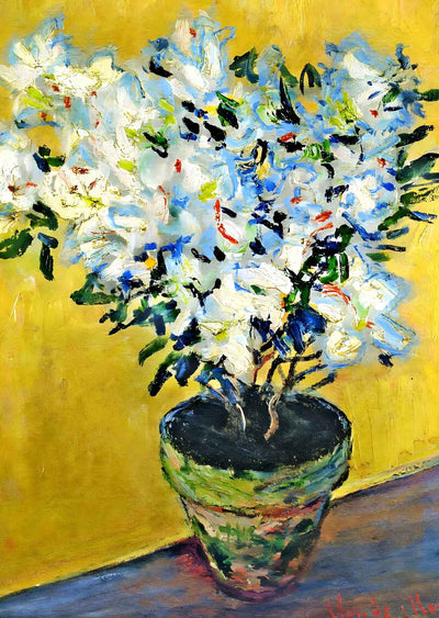 White Azaleas in a Pot (1882 - 1885) by Claude Monet Fine Art Print (6 Sizes)
