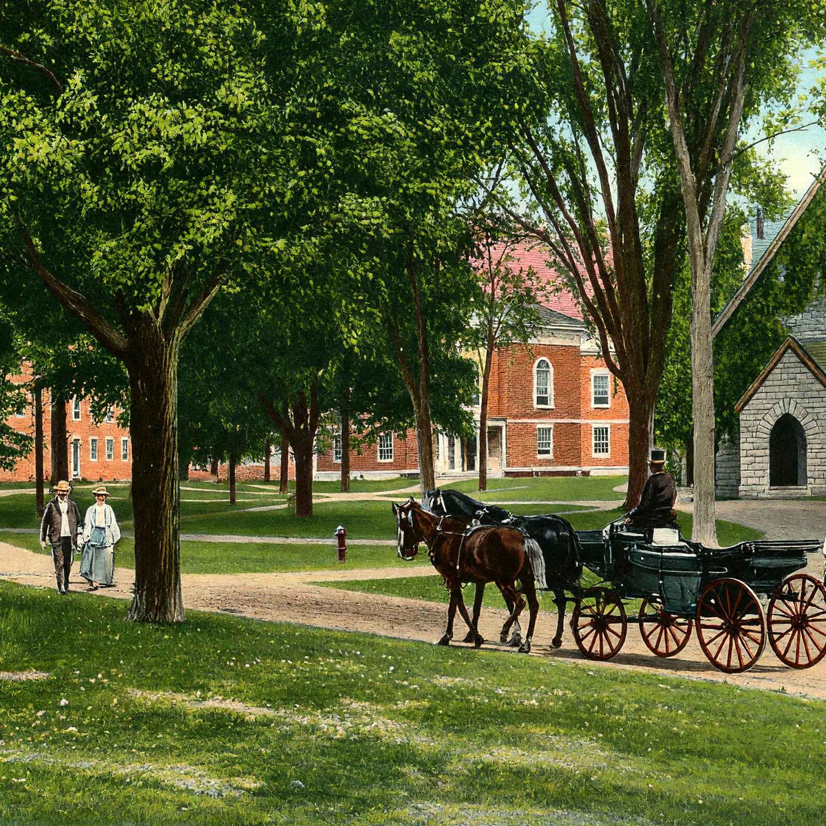 Library Campus Showing East College, Williamstown, MA in 1906 Vintage Print