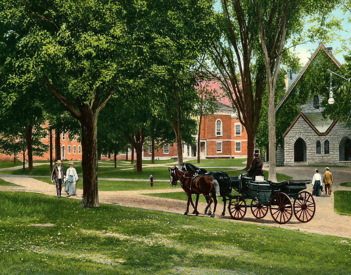 Library Campus Showing East College, Williamstown, MA in 1906 Vintage Print
