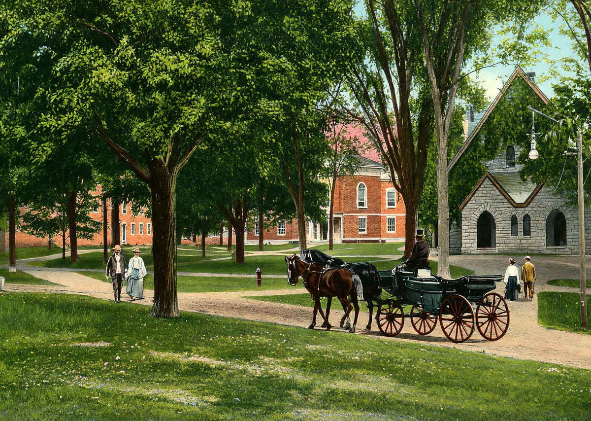 Library Campus Showing East College, Williamstown, MA in 1906 Vintage Print