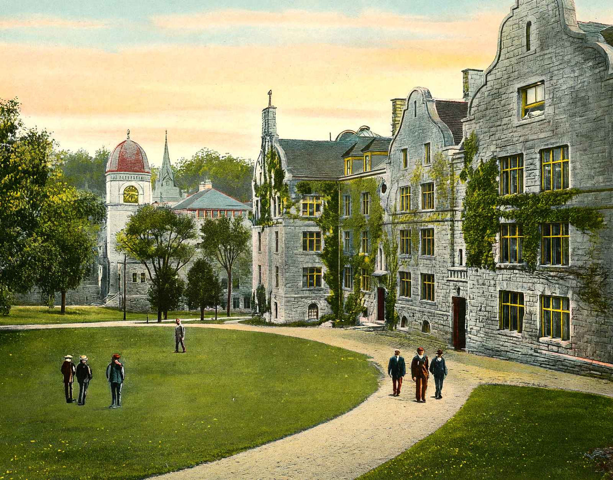 Morgan Hall and Lasell Gymnasium, Williamstown, MA in 1906 Vintage Print