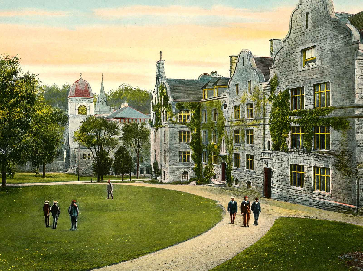 Morgan Hall and Lasell Gymnasium, Williamstown, MA in 1906 Vintage Print
