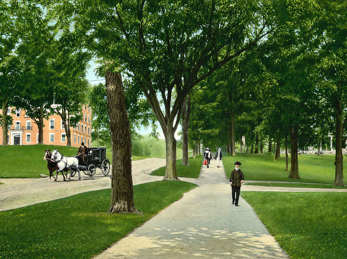 West College and President's House, Williamstown, MA in 1906 Vintage Print