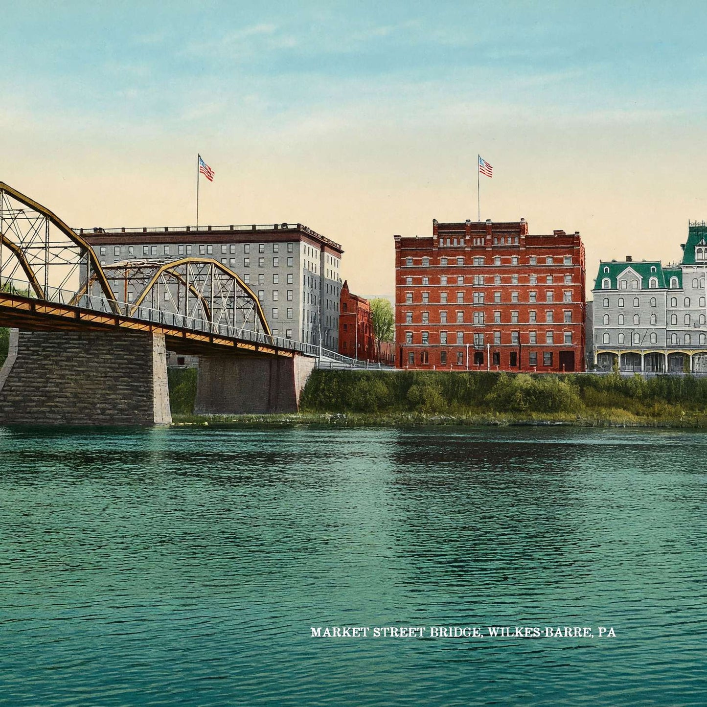 Market Street Bridge Wilkes-Barre PA in 1907 Vintage Print (7 Sizes)