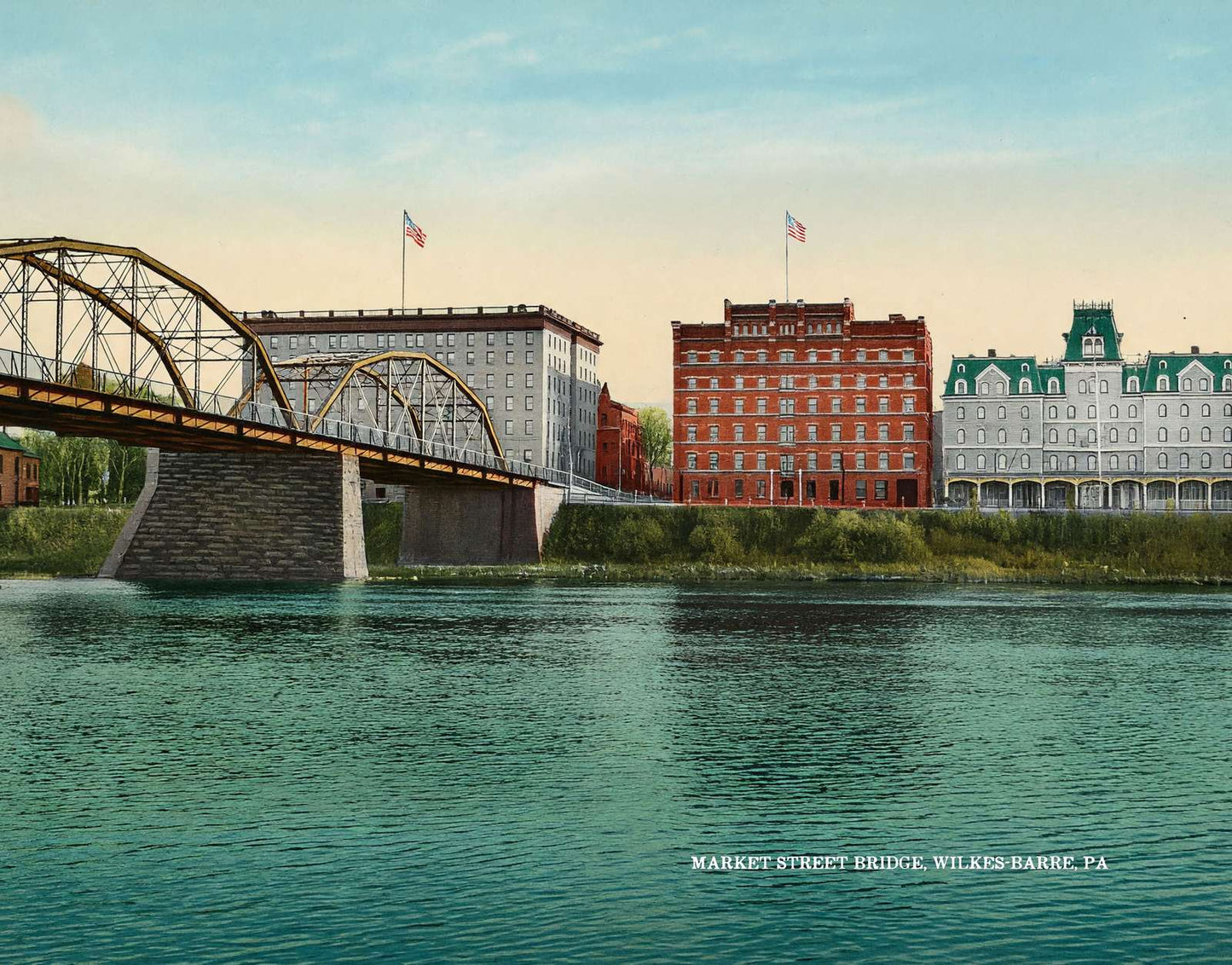 Market Street Bridge Wilkes-Barre PA in 1907 Vintage Print (7 Sizes)