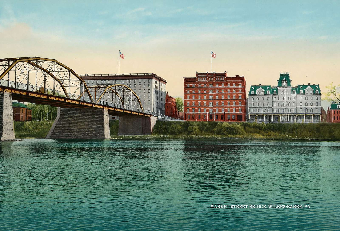 Market Street Bridge Wilkes-Barre PA in 1907 Vintage Print (7 Sizes)
